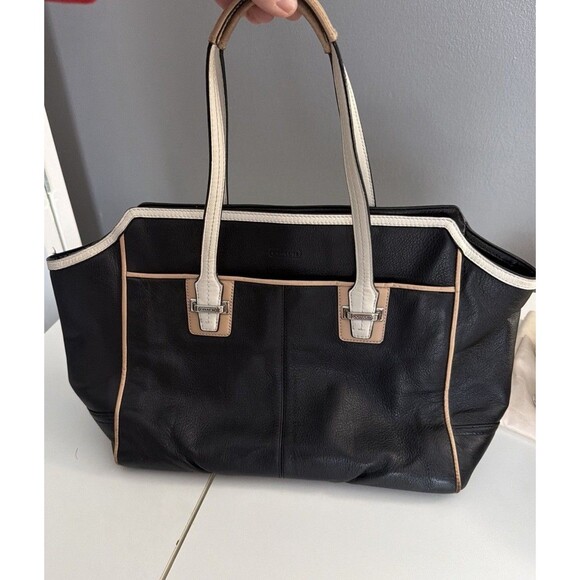 Coach Vintage Black Tote HandBag Black Leather Taylor Spectator F26132 purse - Picture 10 of 12